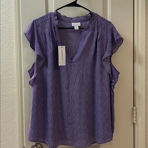 Liz Claiborne Purple Striped Blouse